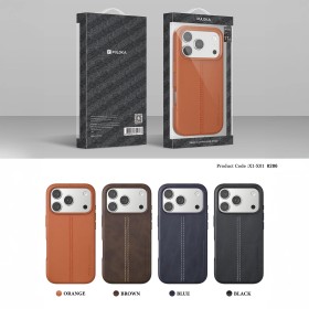 Funda de Cuero PULOKA Costura Vertical iPhone 17 Pro | Wephone Mayorista
