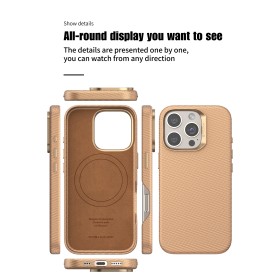 Funda PULOKA para iPhone 14 Pro Max Textura Fibra de Carbono con MagSafe