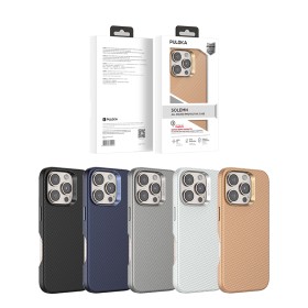 Funda PULOKA para iPhone 16 Plus Textura Fibra de Carbono con MagSafe y Marco Metálico