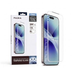 Compra al por Mayor PULOKA Cristal Templado Premium para iPhone 17 Pro Max Sin Bordes con Malla Antipolvo y Arc 3D